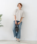 【C-FORTPOINT/フォートポイント】【ストレッチ性抜群の冷感素材を使用】ハイネック ドロップショルダー5分袖Tシャツ プルオーバー 接触冷感 涼しい 体形カバー サイドスリット
