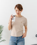 【U.S.POLO ASSN./ユーエスポロアッスン】【肌離れが良く通気性に優れるサッカー生地】リンガーＴシャツ ワンポイントロゴ 半袖 クルーネック 涼しい 綺麗めカジュアル