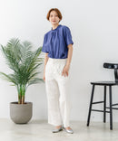 【C-FORTPOINT/フォートポイント】【涼やかな綿素材】総柄刺繍ブラウス コットン100% シャツ プルオーバー 涼しい 体型カバー ナチュラル ❘ジーンズメイト公式オンラインショップ