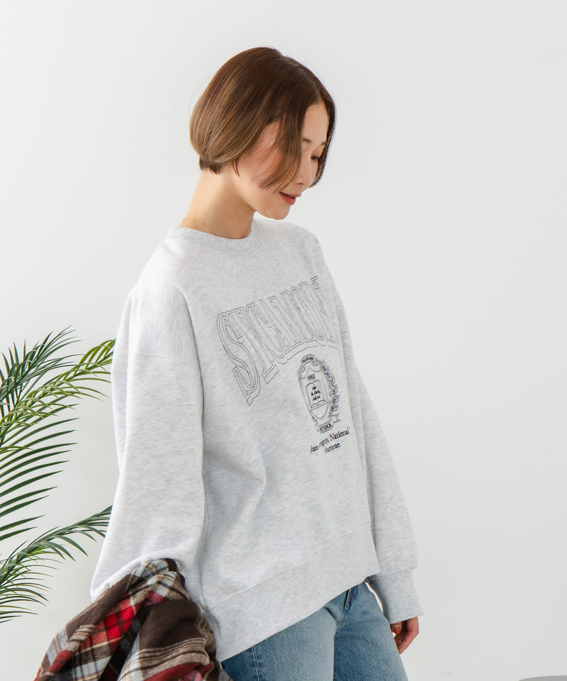 【C-FORT POINT/フォートポイント】カレッジロゴ ステッチ刺繍トレーナー