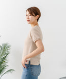 【U.S.POLO ASSN./ユーエスポロアッスン】【肌離れが良く通気性に優れるサッカー生地】リンガーＴシャツ ワンポイントロゴ 半袖 クルーネック 涼しい 綺麗めカジュアル