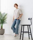 【C-FORTPOINT/フォートポイント】【ストレッチ性抜群の冷感素材を使用】ハイネック ドロップショルダー5分袖Tシャツ プルオーバー 接触冷感 涼しい 体形カバー サイドスリット
