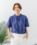 【C-FORTPOINT/フォートポイント】【涼やかな綿素材】総柄刺繍ブラウス コットン100% シャツ プルオーバー 涼しい 体型カバー ナチュラル ❘ジーンズメイト公式オンラインショップ