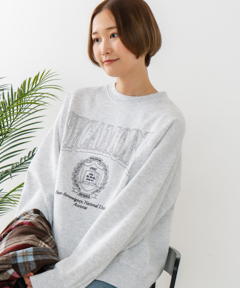 【C-FORT POINT/フォートポイント】カレッジロゴ ステッチ刺繍トレーナー