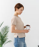 【U.S.POLO ASSN./ユーエスポロアッスン】【肌離れが良く通気性に優れるサッカー生地】リンガーＴシャツ ワンポイントロゴ 半袖 クルーネック 涼しい 綺麗めカジュアル