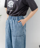 【C-FORT POINT/フォートポイント】【夏でも快適に履ける薄手4.5オンスデニム素材】ベイカーワイドパンツ デニムパンツ ゆったり 太め ウエストゴム 体型カバー