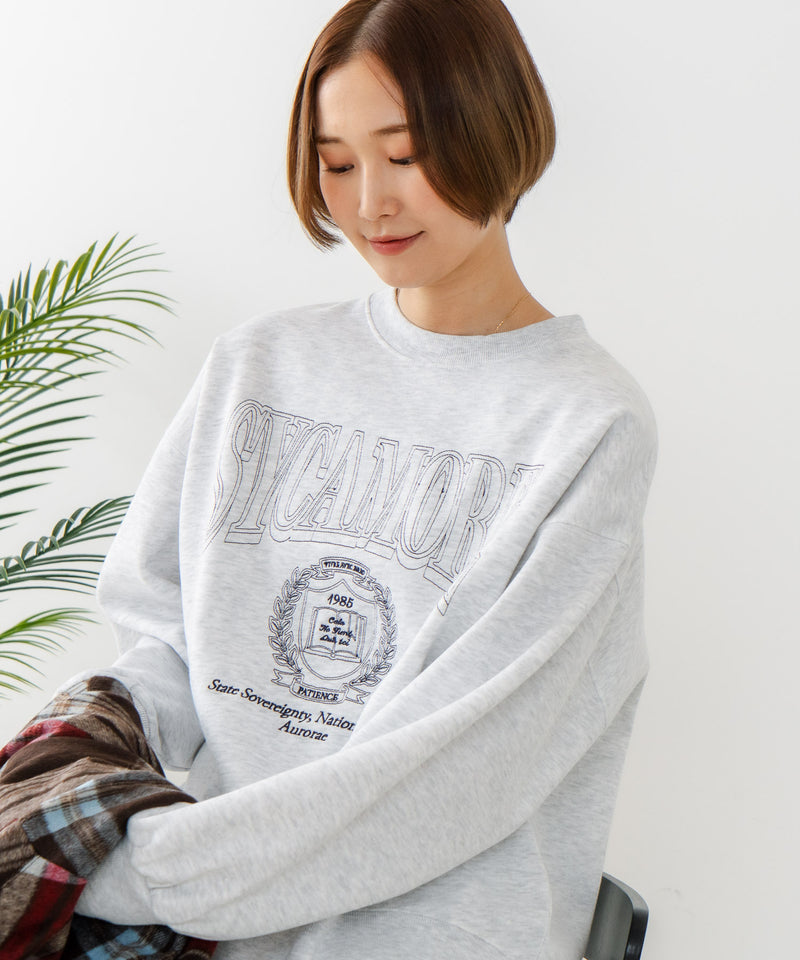 【C-FORT POINT/フォートポイント】カレッジロゴ ステッチ刺繍トレーナー