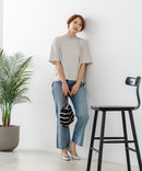 【C-FORTPOINT/フォートポイント】【ストレッチ性抜群の冷感素材を使用】ハイネック ドロップショルダー5分袖Tシャツ プルオーバー 接触冷感 涼しい 体形カバー サイドスリット
