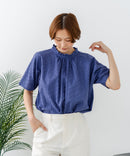 【C-FORTPOINT/フォートポイント】【涼やかな綿素材】総柄刺繍ブラウス コットン100% シャツ プルオーバー 涼しい 体型カバー ナチュラル ❘ジーンズメイト公式オンラインショップ