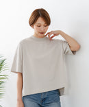 【C-FORTPOINT/フォートポイント】【ストレッチ性抜群の冷感素材を使用】ハイネック ドロップショルダー5分袖Tシャツ プルオーバー 接触冷感 涼しい 体形カバー サイドスリット