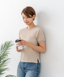 【U.S.POLO ASSN./ユーエスポロアッスン】【肌離れが良く通気性に優れるサッカー生地】リンガーＴシャツ ワンポイントロゴ 半袖 クルーネック 涼しい 綺麗めカジュアル