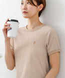 【U.S.POLO ASSN./ユーエスポロアッスン】【肌離れが良く通気性に優れるサッカー生地】リンガーＴシャツ ワンポイントロゴ 半袖 クルーネック 涼しい 綺麗めカジュアル