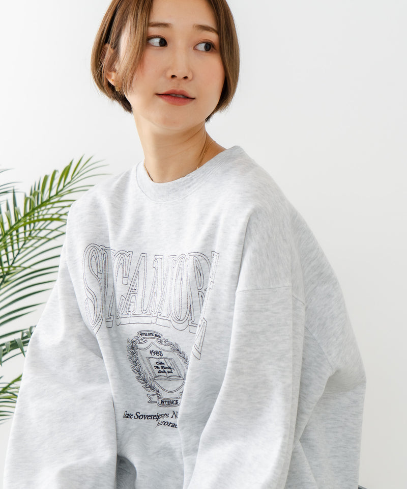 【C-FORT POINT/フォートポイント】カレッジロゴ ステッチ刺繍トレーナー