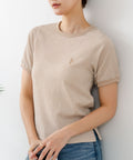 【U.S.POLO ASSN./ユーエスポロアッスン】【肌離れが良く通気性に優れるサッカー生地】リンガーＴシャツ ワンポイントロゴ 半袖 クルーネック 涼しい 綺麗めカジュアル