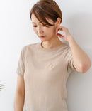 【U.S.POLO ASSN./ユーエスポロアッスン】【肌離れが良く通気性に優れるサッカー生地】リンガーＴシャツ ワンポイントロゴ 半袖 クルーネック 涼しい 綺麗めカジュアル