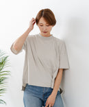 【C-FORTPOINT/フォートポイント】【ストレッチ性抜群の冷感素材を使用】ハイネック ドロップショルダー5分袖Tシャツ プルオーバー 接触冷感 涼しい 体形カバー サイドスリット