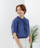 【C-FORTPOINT/フォートポイント】【涼やかな綿素材】総柄刺繍ブラウス コットン100% シャツ プルオーバー 涼しい 体型カバー ナチュラル ❘ジーンズメイト公式オンラインショップ