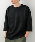 【BLUE STANDARD/ブルースタンダード】スエードライク オーバーサイズ7分袖Tシャツ 春服 ブラック ❘ジーンズメイト公式オンラインショップ