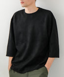 【BLUE STANDARD/ブルースタンダード】スエードライク オーバーサイズ7分袖Tシャツ 春服 ブラック ❘ジーンズメイト公式オンラインショップ