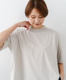 【C-FORTPOINT/フォートポイント】【ストレッチ性抜群の冷感素材を使用】ハイネック ドロップショルダー5分袖Tシャツ プルオーバー 接触冷感 涼しい 体形カバー サイドスリット