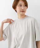 【C-FORTPOINT/フォートポイント】【ストレッチ性抜群の冷感素材を使用】ハイネック ドロップショルダー5分袖Tシャツ プルオーバー 接触冷感 涼しい 体形カバー サイドスリット