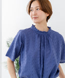 【C-FORTPOINT/フォートポイント】【涼やかな綿素材】総柄刺繍ブラウス コットン100% シャツ プルオーバー 涼しい 体型カバー ナチュラル ❘ジーンズメイト公式オンラインショップ
