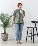 【C-FORTPOINT/フォートポイント】【涼やかな綿素材】総柄刺繍ブラウス コットン100% シャツ プルオーバー 涼しい 体型カバー ナチュラル ❘ジーンズメイト公式オンラインショップ