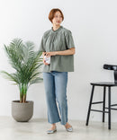 【C-FORTPOINT/フォートポイント】【涼やかな綿素材】総柄刺繍ブラウス コットン100% シャツ プルオーバー 涼しい 体型カバー ナチュラル ❘ジーンズメイト公式オンラインショップ