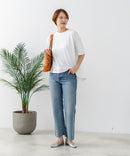 【C-FORTPOINT/フォートポイント】【ストレッチ性抜群の冷感素材を使用】後ろタック入り 5分袖Tシャツ 立体感 美シルエット ラウンドヘム 接触冷感 涼しい 体形カバー