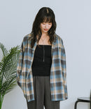 【BEVERLY HILLS POLO CLUB/ビバリーヒルズポロクラブ】オーバーサイズ ロゴ ワンポイント刺繍 シャギーチェックシャツ/フランネルシャツ/レディース メンズ