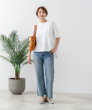 【C-FORTPOINT/フォートポイント】【ストレッチ性抜群の冷感素材を使用】後ろタック入り 5分袖Tシャツ 立体感 美シルエット ラウンドヘム 接触冷感 涼しい 体形カバー