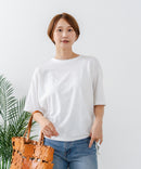 【C-FORTPOINT/フォートポイント】【ストレッチ性抜群の冷感素材を使用】後ろタック入り 5分袖Tシャツ 立体感 美シルエット ラウンドヘム 接触冷感 涼しい 体形カバー
