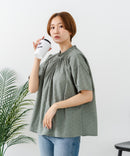 【C-FORTPOINT/フォートポイント】【涼やかな綿素材】総柄刺繍ブラウス コットン100% シャツ プルオーバー 涼しい 体型カバー ナチュラル ❘ジーンズメイト公式オンラインショップ