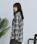 【BEVERLY HILLS POLO CLUB/ビバリーヒルズポロクラブ】オーバーサイズ ロゴ ワンポイント刺繍 シャギーチェックシャツ/フランネルシャツ/レディース メンズ