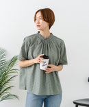 【C-FORTPOINT/フォートポイント】【涼やかな綿素材】総柄刺繍ブラウス コットン100% シャツ プルオーバー 涼しい 体型カバー ナチュラル ❘ジーンズメイト公式オンラインショップ