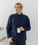 【BLUE STANDARD/ブルースタンダード】コットン100％ オックスレギュラーカラー リラックスシルエットシャツ ビズ オフィスカジュアル オンでもオフでも