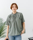 【C-FORTPOINT/フォートポイント】【涼やかな綿素材】総柄刺繍ブラウス コットン100% シャツ プルオーバー 涼しい 体型カバー ナチュラル ❘ジーンズメイト公式オンラインショップ