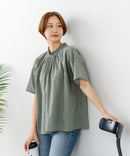 【C-FORTPOINT/フォートポイント】【涼やかな綿素材】総柄刺繍ブラウス コットン100% シャツ プルオーバー 涼しい 体型カバー ナチュラル ❘ジーンズメイト公式オンラインショップ