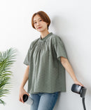 【C-FORTPOINT/フォートポイント】【涼やかな綿素材】総柄刺繍ブラウス コットン100% シャツ プルオーバー 涼しい 体型カバー ナチュラル ❘ジーンズメイト公式オンラインショップ
