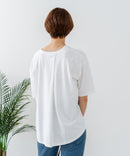 【C-FORTPOINT/フォートポイント】【ストレッチ性抜群の冷感素材を使用】後ろタック入り 5分袖Tシャツ 立体感 美シルエット ラウンドヘム 接触冷感 涼しい 体形カバー