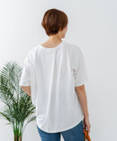 【C-FORTPOINT/フォートポイント】【ストレッチ性抜群の冷感素材を使用】後ろタック入り 5分袖Tシャツ 立体感 美シルエット ラウンドヘム 接触冷感 涼しい 体形カバー