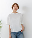 【C-FORTPOINT/フォートポイント】【ストレッチ性抜群の冷感素材を使用】後ろタック入り 5分袖Tシャツ 立体感 美シルエット ラウンドヘム 接触冷感 涼しい 体形カバー