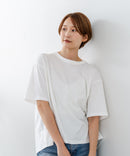 【C-FORTPOINT/フォートポイント】【ストレッチ性抜群の冷感素材を使用】後ろタック入り 5分袖Tシャツ 立体感 美シルエット ラウンドヘム 接触冷感 涼しい 体形カバー