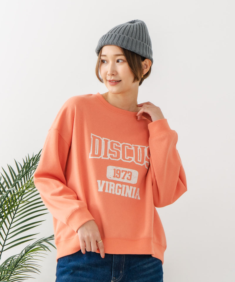 【DISCUS/ディスカス】カレッジロゴ 裏起毛スウェット 裾ラウンド