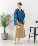 【C-FORT POINT/フォートポイント】【小顔・着やせ効果】 デニムライクスキッパーブラウス 大人カジュアル きれいめ オフィス 通勤 ママコーデ デイリー ❘ジーンズメイト公式オンラインショップ