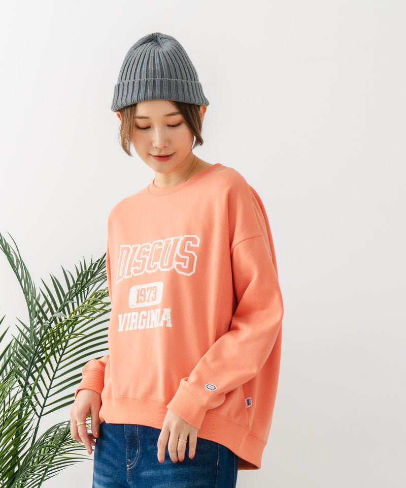 【DISCUS/ディスカス】カレッジロゴ 裏起毛スウェット 裾ラウンド