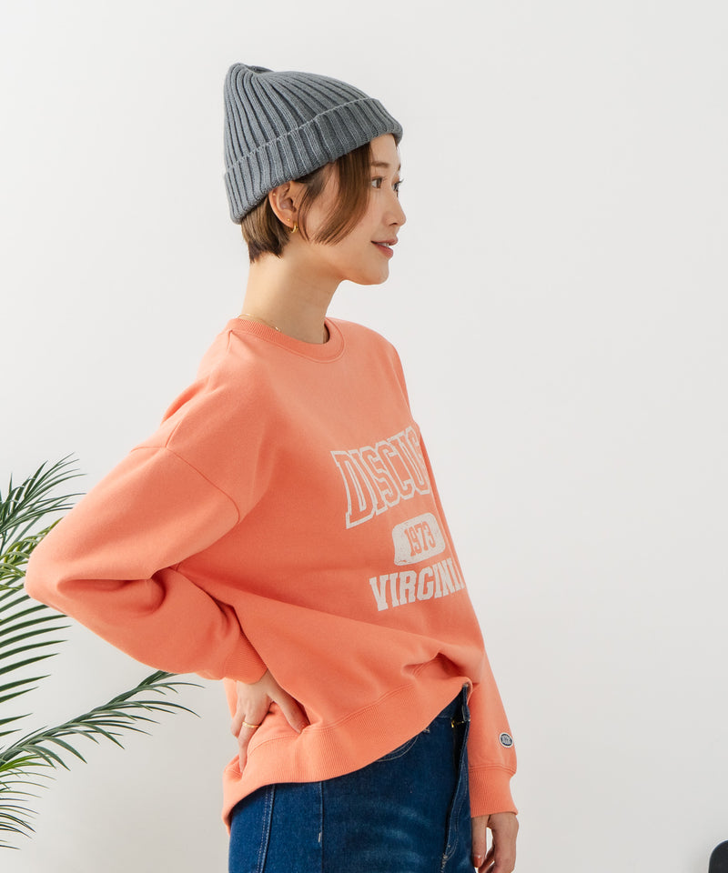 【DISCUS/ディスカス】カレッジロゴ 裏起毛スウェット 裾ラウンド