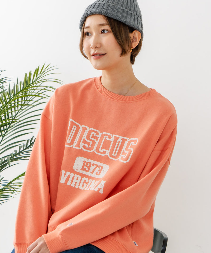 【DISCUS/ディスカス】カレッジロゴ 裏起毛スウェット 裾ラウンド