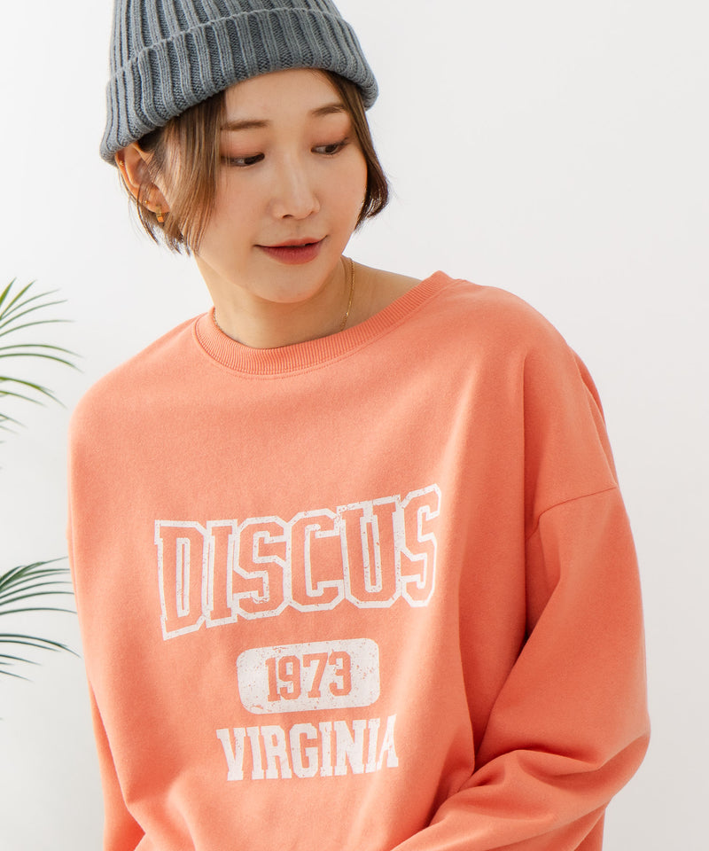【DISCUS/ディスカス】カレッジロゴ 裏起毛スウェット 裾ラウンド