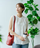 【C-FORTPOINT/フォートポイント】【綿100% 大人の魅力を引き立てる繊細な刺繍】刺繍切替 ノースリーブブラウス バンドカラー 透け感 涼やか 上品 華やか